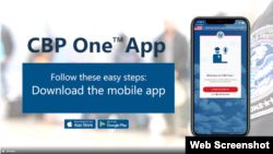 Captura de pantalla de un video publicado en el perfil de Twitter Pete Flores, Comisionado Asistente Ejecutivo de la Oficina de Operaciones de Campo dentro de la Oficina de Aduanas y Protección Fronteriza, que muestra la aplicación móvil CBP One.