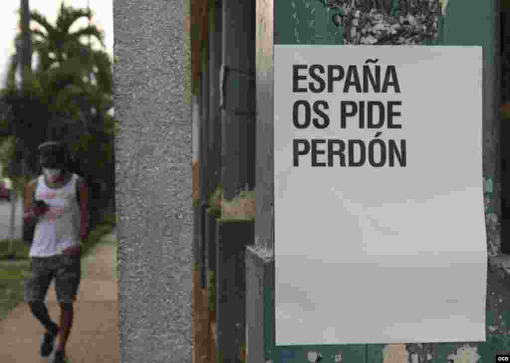 Perdón Español en las calles de La Habana, obra del artista Abel Azcona
