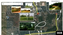 Imágenes de 2018 de la unidad militar que alberga al centro de inteligencia de señales de Bejucal. En el cuadrante superior derecho, una antena protegida por un domo.