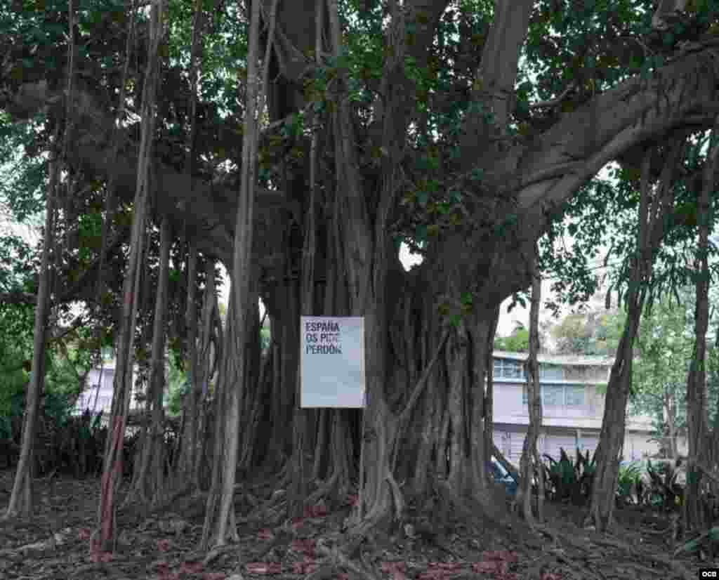 Perdón Español en las calles de La Habana, obra del artista Abel Azcona